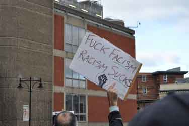 Protest opposing a UK Independence Party (UKIP) march in Sheffield