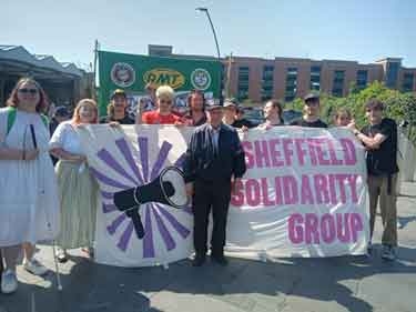 Protest by Sheffield Solidarity Group, Sheffield Midland railway station