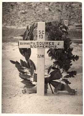 Grave of Private John Ellis Squire, 2nd Battalion, Queens Own Cameron Highlanders, Keren War Cemetery, Eritrea, c. 1941