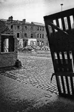 Entrance gates to derelict Sheffield Canal Basin (later Victoria Quays)