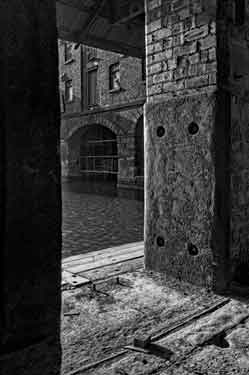 Terminal Warehouse viewed from a loading bay, Sheffield Canal Basin (later Victoria Quays)