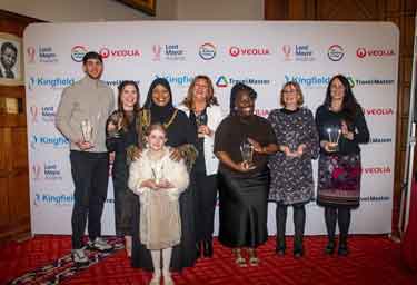 Sheffield Lord Mayor&rsquo;s Awards, Town Hall, Pinstone Street showing (back, 3rd left) Lord Mayor, Councillor Saeed Safiya