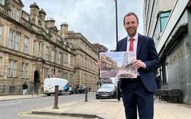 Cllr Ben Miskell, Chair of Sheffield City Council's Transport, Regeneration and Climate Policy Committee in Leopold Street