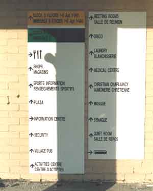 Direction sign for World Student Games residents, Hyde Park Flats