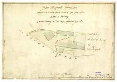 A plan of John Bagnall's tenements proposed to be taken for the term of 99 years of the Earl of Surrey containing 1,320 superficial yards