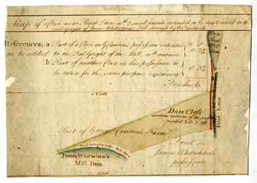 A plan of the field between the tail goit of the Lead Mill and the Corn Mill dam, with additions to be made to the tail goit, [18th cent]