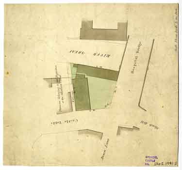 Property on the corner of Castle Folds and Broad Street, on the bank of the River Sheaf, [1821-1827]