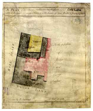 A plan of the Barns, Stables, etc. in Sheffield called Castle Lathes with the Conveniences annexed thereto, and in the tenure of Isaac Nodder and Joseph Clay