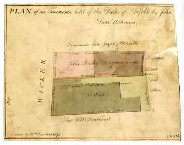 Plan of the tenements held of the Duke of Norfolk by John [Bailey and] Saml. [Samuel] Ashmore