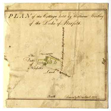 Plan of the cottage held by William Wortley of the Duke of Norfolk