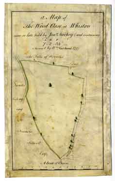 A map of The Wood Close at Whiston now or late held by Jon[atha]n Storkey ...