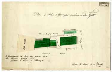 Plan of John Akeroyd’s purchase in Far Gate [Fargate], [1829]