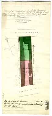 Plan of the freehold and leasehold premises situate between Garden Street and Hollis Croft the property of Anne and Elizabeth Harrison, sold by them to Charles and Martha Shirtcliff for £1250 in 1832