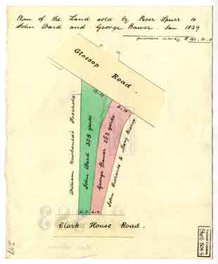 Plan of the land sold by Peter Spurr to John Ward and George Bawer [Glossop Road]