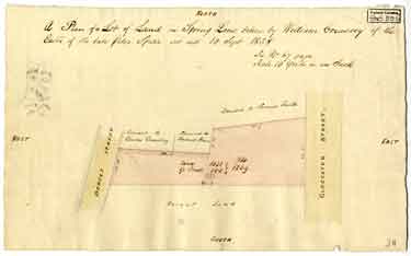 A plan of a lot of land in Spring Lane taken by William Creassey of the executors of the late Peter Spurr