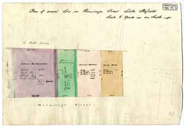 Plan of several lots in Hermitage Street, Little Sheffield, [1834]