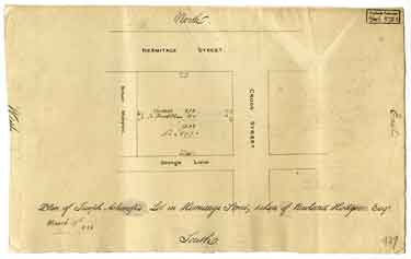 Plan of Joseph Ashcroft’s lot in Hermitage Street, taken of Rowland Hodgson