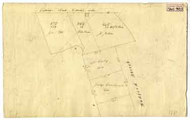Lots of William Varley, James Cornthwaite, George Fox, John Jackson, Ellis Unwin, in Radford Street, with the line of St Philips Road drawn across, [1804]