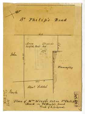Plan of William Wragg’s lot in John Hoyle’s land (in St Philip's Road)