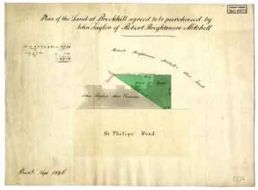 Plan of the land at Brookhill agreed to be purchased by John Taylor of Robert Brightmore Mitchell