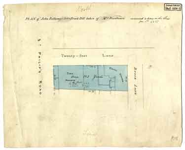 Plan of John Bellamy’s lot at Brook Hill taken of Mrs Woodhouse
