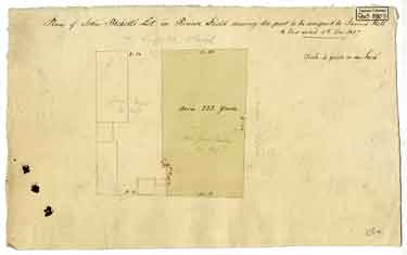 Plan of John Beckett’s lot in Roscoe Field showing the part to be assigned to James Hill