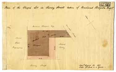 Plan of the [Surrey Street United Methodist Chapel] chapel lot taken of Rowland Hodgson