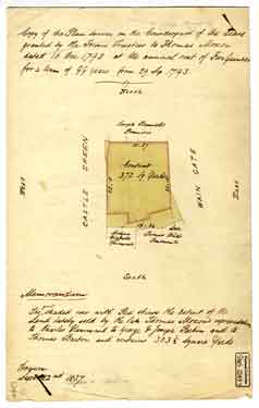 Copy of the plan drawn on the counterpart of the lease granted by the Towns Trustees to Thomas Moxon