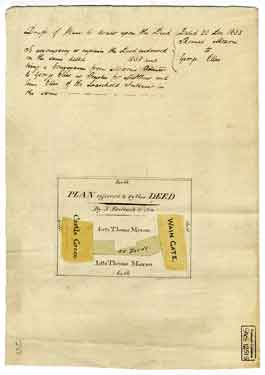 Draft plan to draw upon the deed dated 20 Dec 1833: Thomas Moxon to George Ellis [1838]