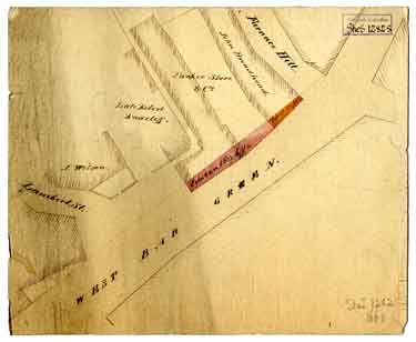 Sketch of land taken from West Bar Green for street widening, [1820]
