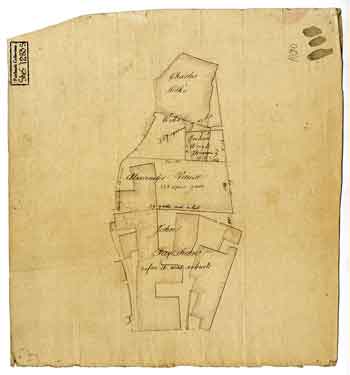 Sketch of the property shown on arc03816, before it was rebuilt around 1790 [West Bar]