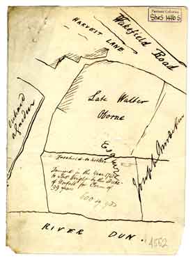 Sketch of a piece of land late Walter Obornes and before him leased to Thomas Wright, [1839]