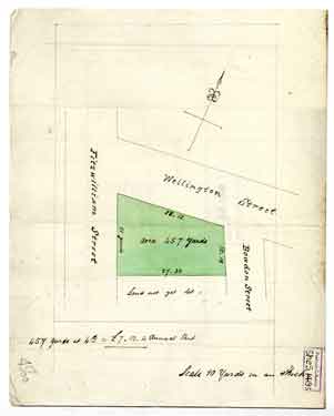 Land at the corner of Wellington Street taken by T Rawson and Co for building a new public house, [1842]