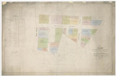 Draft Plan of the freehold property of the late John Crich situate in or near Allen Street shewing how it has been let off on building leases