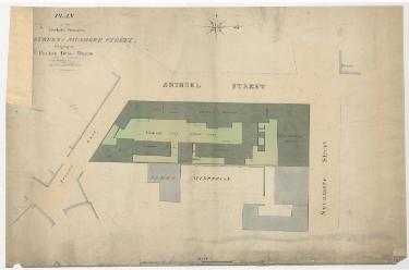 Plan of the freehold premises in [Arundel] Street and Sycamore Street belonging to Parker, Potts and Denton