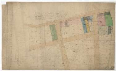 The Gill Cars set out into gardens for Thomas Rutherford in 1805; with streets and building lots plotted on in 1818-1819