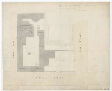 Plan of Samuel Mitchell and Co's premises in Furnival Street, measured for sale