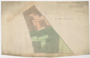 Plan of Joseph Fenton and William Butcher's premises in Pinstone Lane and Norfolk Street