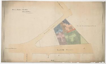 Plan of Joseph Fenton and William Butcher's premises in Pinstone Lane and Norfolk Street, [1847]