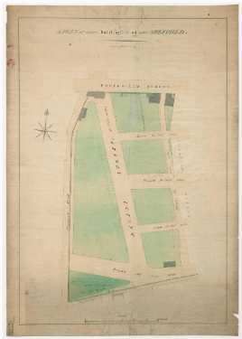 The land of Hugh Cheney set out for building, with the line of Regent Street