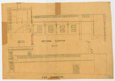 Smithfield Market (Sheffield Testing Works and Inspection Bureau) - side and sectional elevation