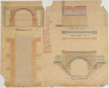Part-plan (elevations and sections) of unidentified bridges