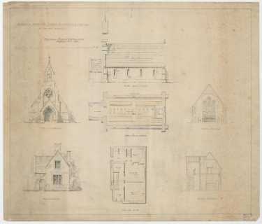Proposed cemetery, chapel and sexton's house, St. Philip's parish - elevations, plans and sections of proposed chapel and sexton's house