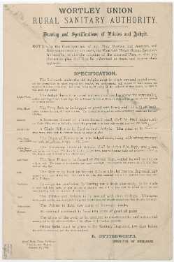 Wortley Union. Rural Sanitary Authority. Drawing and specifications of privies and ashpits