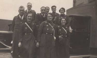 Sheffield ARP Ambulance Service officers at Hartley Brook School Depot, Sheffield