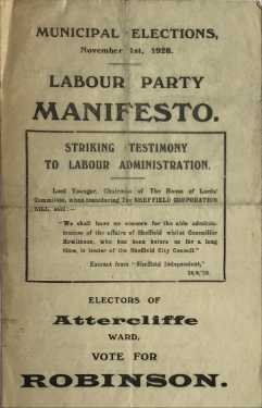 Election leaflet of Robinson, Labour Party for Attercliffe Ward in the Municipal Elections