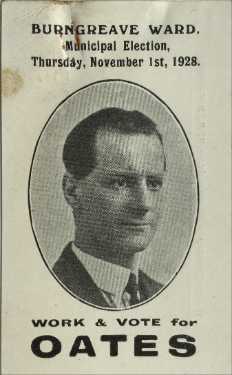 Election card (front) of Albert Oates, Labour Party for the Burngreave Ward in the Municipal Elections