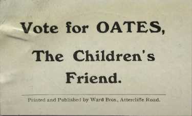 Election card (back) of Albert Oates, Labour Party for the Burngreave Ward in the Municipal Elections