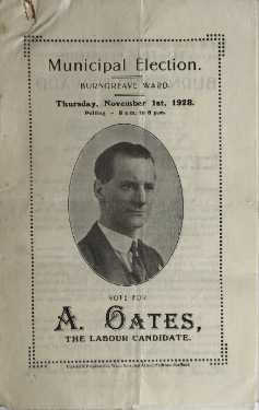 Front cover of election leaflet of Albert Oates, Labour Party for Burngreave Ward in the Municipal Elections