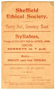 Sheffield Ethical Society - front cover of syllabus 